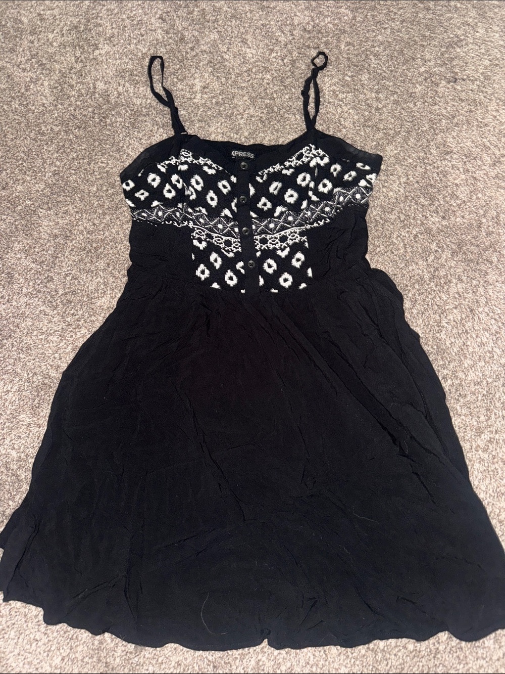 Express Black Dress with White Embroidered Bodice